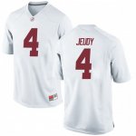 Men's Alabama Crimson Tide #4 Jerry Jeudy White Game NCAA College Football Jersey 2403NNIA2